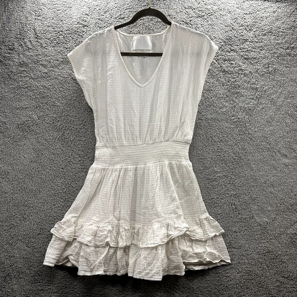 Vacate The Label Women's Medium White Dress Sleeveless Ruffles V-Neck - Picture 1 of 10